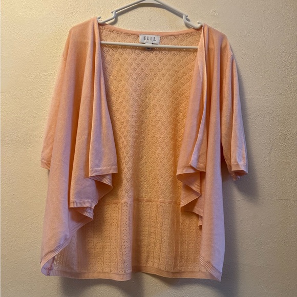 Elle Sweaters - ELLE Peach Open-Front Draped Knit Cardigan size L
